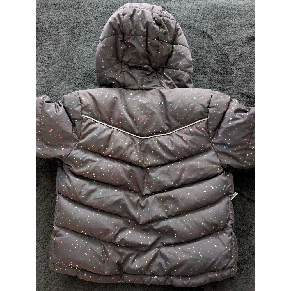 Eddie Bauer Kids Toddler Girls Classic Down Jacket Black Pink Sparkly Rainbow 4T image 7